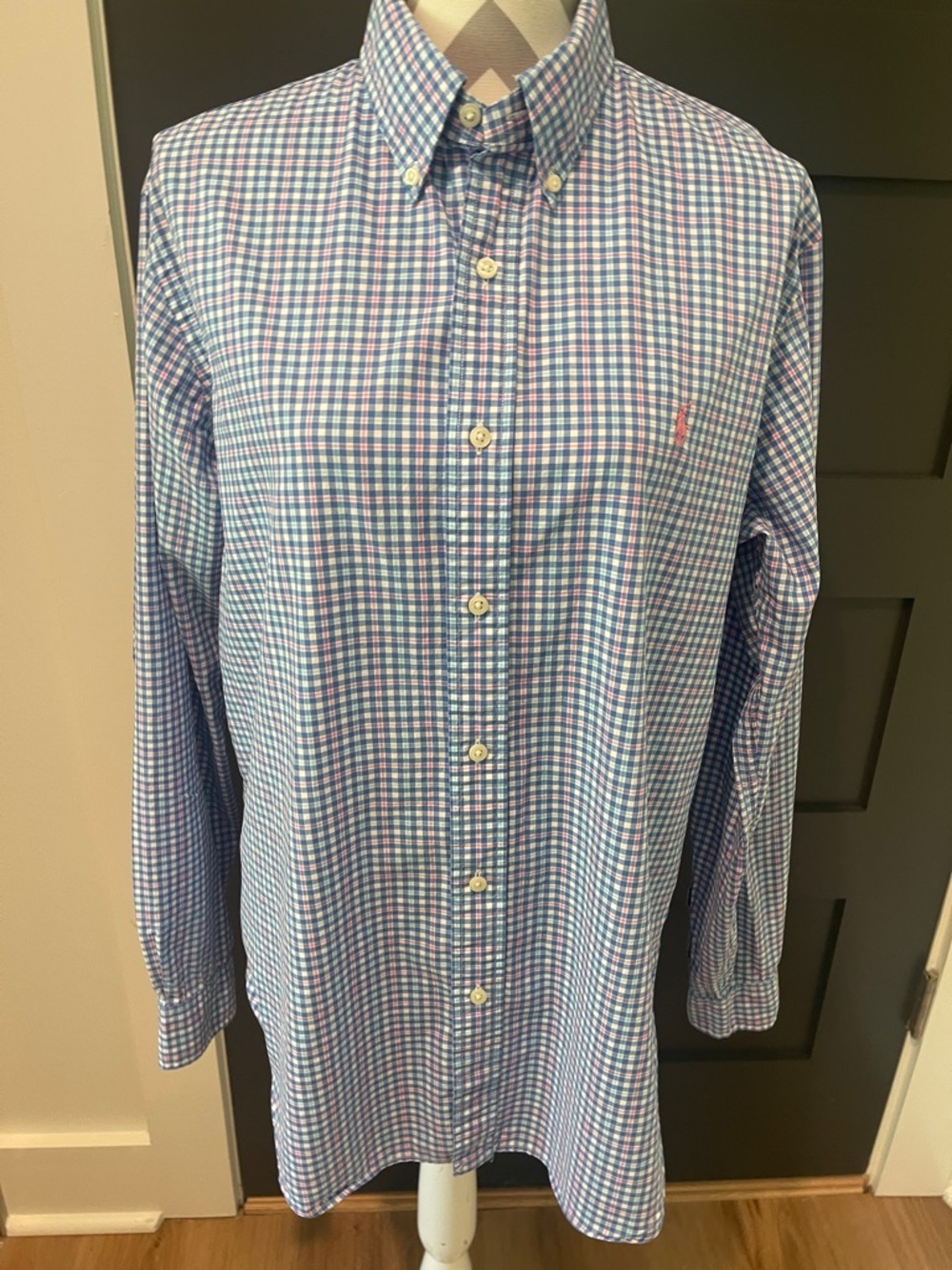 Ralph Lauren Gingham Preppy Button Down Shirt Size L